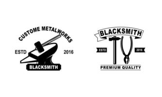 Blacksmith and iron works emblems design element for logo vector