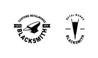 Blacksmith and iron works emblems design element for logo vector