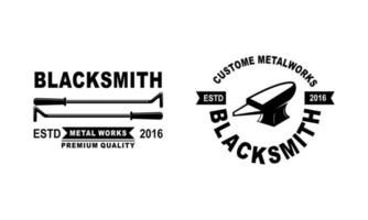 Blacksmith and iron works emblems design element for logo vector