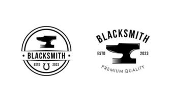 Blacksmith and iron works emblems design element for logo vector