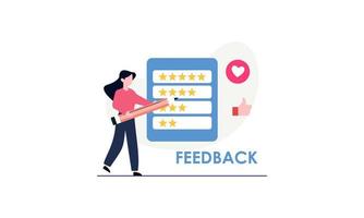 Feedbackevaluation of ratings and people's experienceworking with clients through performance illustration vector