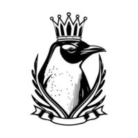 pingüino con corona logo ilustración Rey de el antártico vector