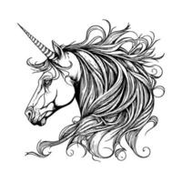 unicornio logo es un símbolo de magia, pureza, y salvaje belleza. esta diseño caracteristicas el mítico criatura con sus firma soltero bocina, un símbolo de poder y gracia vector