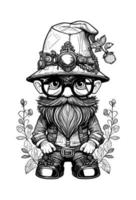 linda gnomos vistiendo gafas de sol y sombrero mano dibujado ilustración vector