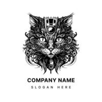 Steampunk Longhair Cat Logo is a unique and charming blend of Victorian-era aesthetics and feline grace. This design features a long-haired cat with flowing fur, donning a collar with gears vector