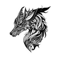 Dragon Tribal Tattoo design striking and bold symbol of strength, power, and mystique. mythical creature that has long been revered in many cultures, represents dominance and control over the elements vector