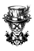 smiling joker clown wearing sunglass and hat illustration vector