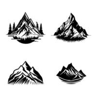 belleza de montañas conjunto logo picos y valles ilustración vector