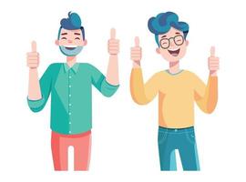 Flat design Smiling people showing ok sign with hands. Happy a woman demonstrate approval gesture. vector