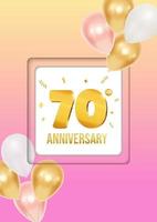 Bright anniversary celebration flyer poster with balloons and golden numbers vector