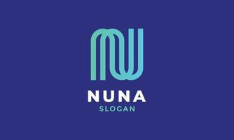 Logo vector initial NU minimalist design alphabet logotype font letter simple concept