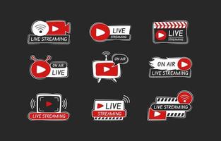 Hand Drawn Label Set for Live Streaming vector