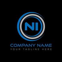 NI letter logo creative design. NI unique design. vector