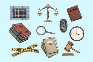 Collection of law and order icons for justice vector