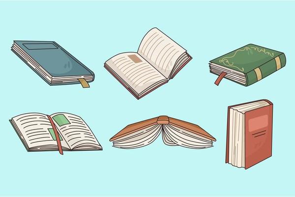 Colorful set of various classic paper books
