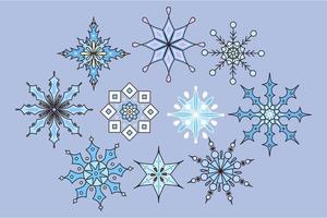 Winter set of various size snowflakes vector
