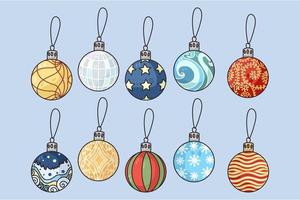 Set of colorful bulbs for Christmas tree decoration vector