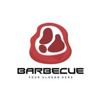 Meat Logo, Smoked Beef Vector, BBQ Grill Baberque Logo Design And Butcher Cut, Illustration Template Icon vector