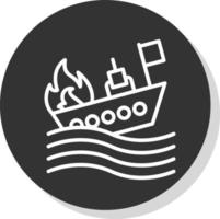 diseño de icono de vector de barco en llamas