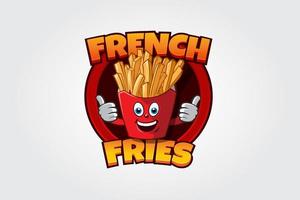 French Fries Vector Logo Template. Cartoon illustration of potato, for your mascot or character illustration.