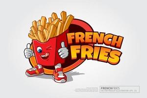 French Fries Vector Logo. Cartoon illustration of potato, for your mascot or character illustration.