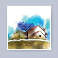 Watercolor illustration of a house vector