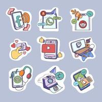 Cute Doodle Daily Application Mobile Stickers vector