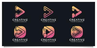 Set music logo design unique concept Premium Vector