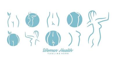 conjunto mujer salud logo diseño inspiración y mujer Delgado cuerpo único concepto prima vector