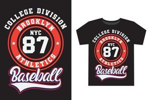 Universidad división brooklyn ochenta Siete atletismo béisbol universidad tipografía t camisa diseño vector