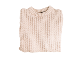 Beige hand knit sweater isolated on a transparent background png