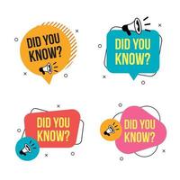 Set of did you know badges with megaphone vector