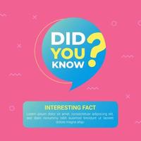 Did you know speech bubble on pink background vector