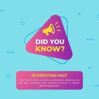 Did you know with triangle shape and megaphone icon vector