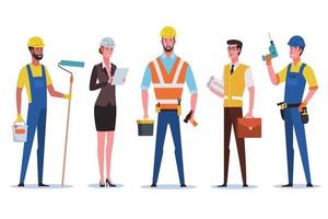 Construction worker. Engineer, architect, technician and builder character vector
