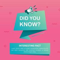 Did you know with megaphone and origami banner on pink background vector