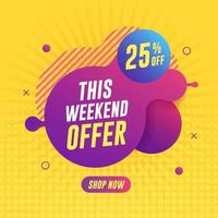 Weekend sale banner on yellow background vector