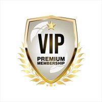 Golden badge VIP golden member retro design vector