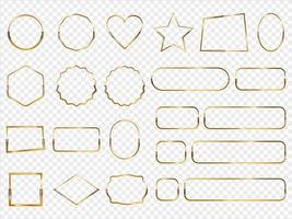 Collection of golden shiny frame set isolated on background vector