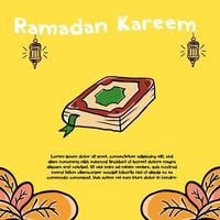 Holy book hand drawing illustrator Ramadan Kareem Free Vector