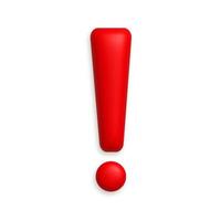 Red exclamation mark symbol. Attention or caution sign icon. 3d realistic design element. vector