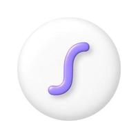 Math 3D icon. Purple function sign on white round button. 3d realistic design element. vector