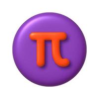 Math 3D icon. Orange arithmetic less than sign on purple round button. 3d realistic design element. vector