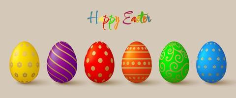 Easter eggs collection. Set of 3d colored decorative design elements. vector