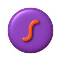 Math 3D icon. Orange function sign on purple round button. 3d realistic design element. vector