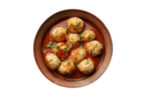 Meatball soup isolated on a transparent background png