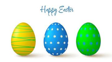 Easter eggs collection. Cute 3D design elements in bright colors with a pattern. vector