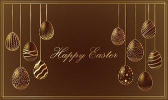 Happy Easter. Greeting card with chocolate golden eggs. vector