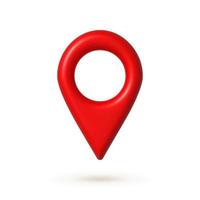 Red 3d map geo pin icon. Web location pointer. 3d realistic vector design element.