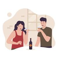 Vector concept of man and women drinking beer together